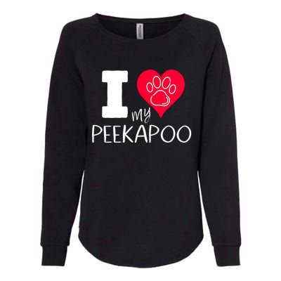 I Love My Peekapoo I Heart My Peekapoo Pekingese Poodle Mix Cool Gift Womens California Wash Sweatshirt