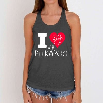 I Love My Peekapoo I Heart My Peekapoo Pekingese Poodle Mix Cool Gift Women's Knotted Racerback Tank