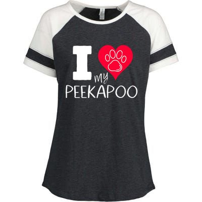 I Love My Peekapoo I Heart My Peekapoo Pekingese Poodle Mix Cool Gift Enza Ladies Jersey Colorblock Tee