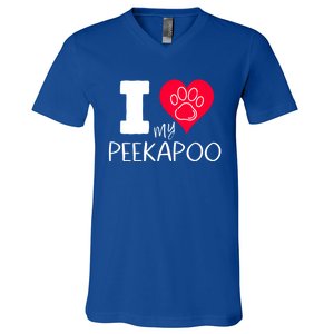 I Love My Peekapoo I Heart My Peekapoo Pekingese Poodle Mix Cool Gift V-Neck T-Shirt