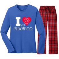 I Love My Peekapoo I Heart My Peekapoo Pekingese Poodle Mix Cool Gift Women's Long Sleeve Flannel Pajama Set 