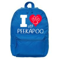 I Love My Peekapoo I Heart My Peekapoo Pekingese Poodle Mix Cool Gift 16 in Basic Backpack