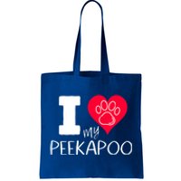 I Love My Peekapoo I Heart My Peekapoo Pekingese Poodle Mix Cool Gift Tote Bag