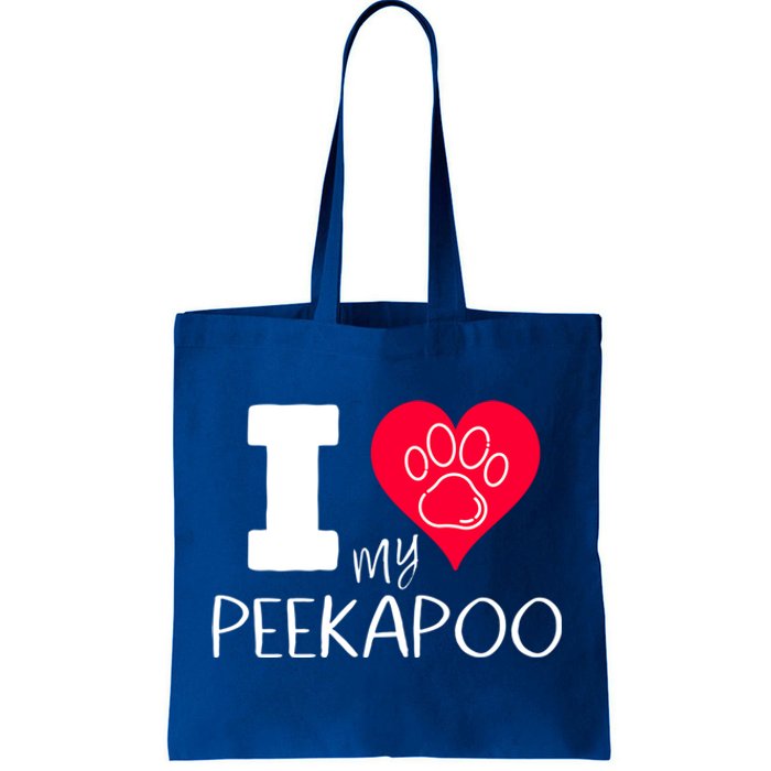 I Love My Peekapoo I Heart My Peekapoo Pekingese Poodle Mix Cool Gift Tote Bag