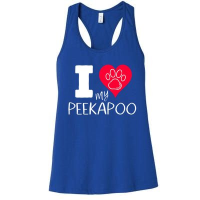 I Love My Peekapoo I Heart My Peekapoo Pekingese Poodle Mix Cool Gift Women's Racerback Tank