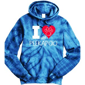 I Love My Peekapoo I Heart My Peekapoo Pekingese Poodle Mix Cool Gift Tie Dye Hoodie