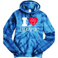 I Love My Peekapoo I Heart My Peekapoo Pekingese Poodle Mix Cool Gift Tie Dye Hoodie