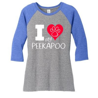 I Love My Peekapoo I Heart My Peekapoo Pekingese Poodle Mix Cool Gift Women's Tri-Blend 3/4-Sleeve Raglan Shirt