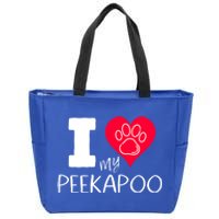 I Love My Peekapoo I Heart My Peekapoo Pekingese Poodle Mix Cool Gift Zip Tote Bag