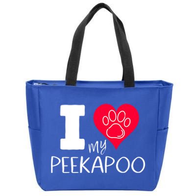 I Love My Peekapoo I Heart My Peekapoo Pekingese Poodle Mix Cool Gift Zip Tote Bag