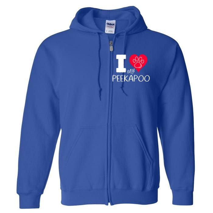 I Love My Peekapoo I Heart My Peekapoo Pekingese Poodle Mix Cool Gift Full Zip Hoodie