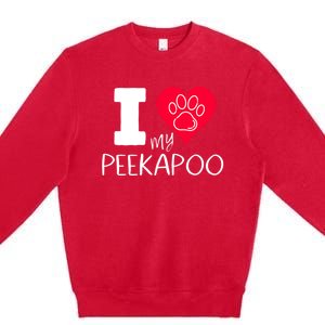 I Love My Peekapoo I Heart My Peekapoo Pekingese Poodle Mix Cool Gift Premium Crewneck Sweatshirt