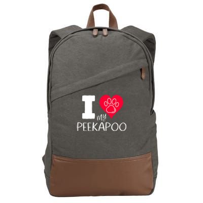 I Love My Peekapoo I Heart My Peekapoo Pekingese Poodle Mix Cool Gift Cotton Canvas Backpack