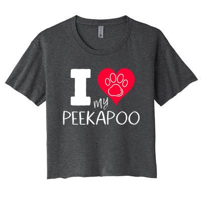 I Love My Peekapoo I Heart My Peekapoo Pekingese Poodle Mix Cool Gift Women's Crop Top Tee