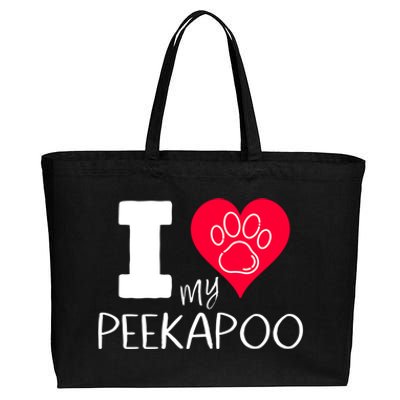 I Love My Peekapoo I Heart My Peekapoo Pekingese Poodle Mix Cool Gift Cotton Canvas Jumbo Tote