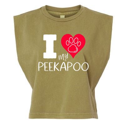 I Love My Peekapoo I Heart My Peekapoo Pekingese Poodle Mix Cool Gift Garment-Dyed Women's Muscle Tee