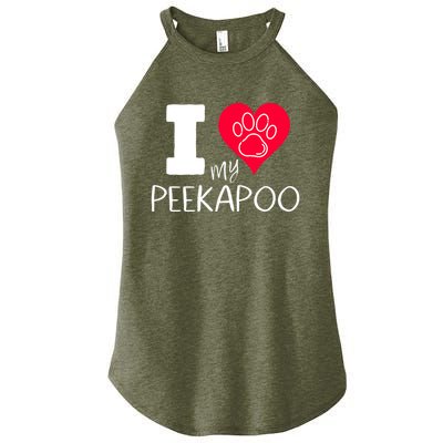 I Love My Peekapoo I Heart My Peekapoo Pekingese Poodle Mix Cool Gift Women's Perfect Tri Rocker Tank