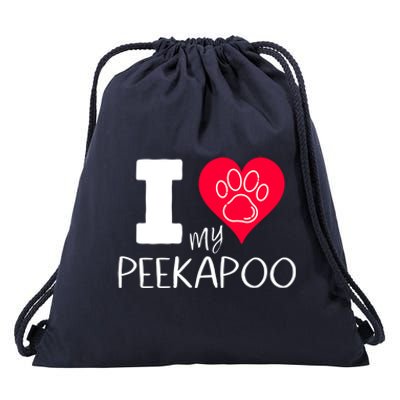 I Love My Peekapoo I Heart My Peekapoo Pekingese Poodle Mix Cool Gift Drawstring Bag