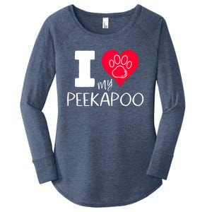 I Love My Peekapoo I Heart My Peekapoo Pekingese Poodle Mix Cool Gift Women's Perfect Tri Tunic Long Sleeve Shirt