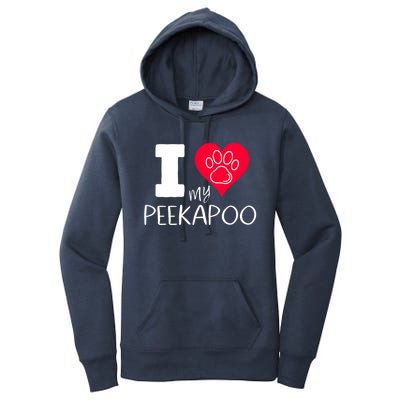 I Love My Peekapoo I Heart My Peekapoo Pekingese Poodle Mix Cool Gift Women's Pullover Hoodie