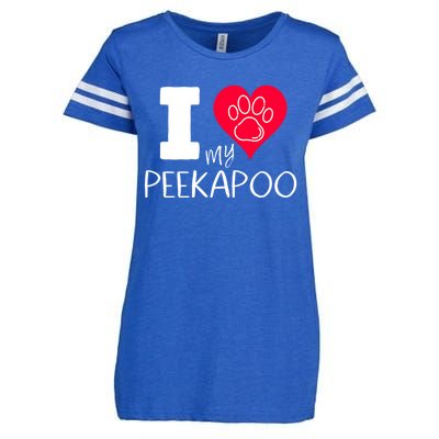 I Love My Peekapoo I Heart My Peekapoo Pekingese Poodle Mix Cool Gift Enza Ladies Jersey Football T-Shirt