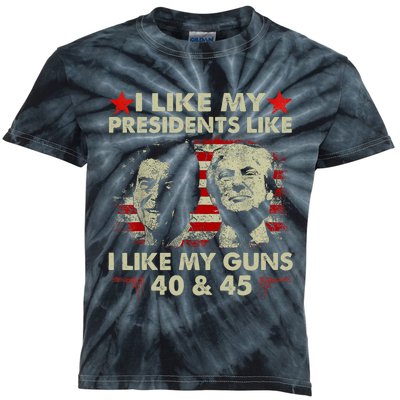 I Like My Presidents Like I Like My Guns 40 & 45 Vote Trump Kids Tie-Dye T-Shirt