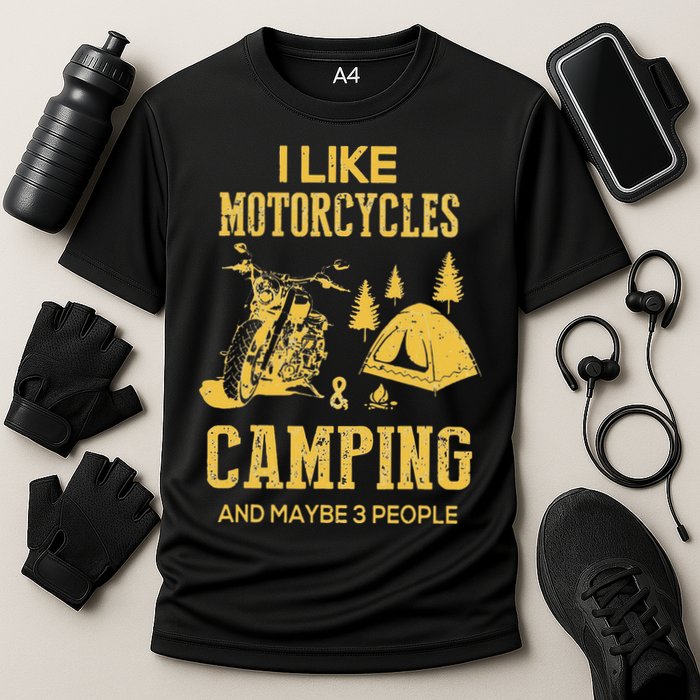 I Like Motorcycles And Camping And Maybe 3 People Cooling Performance Crew T-Shirt