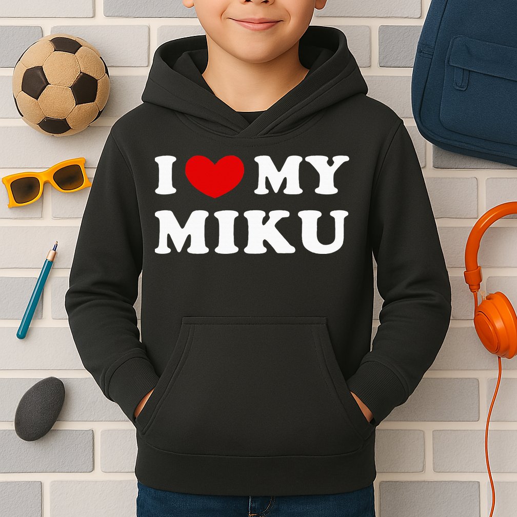 I Love My Miku, I Heart My Miku Kids Hoodie