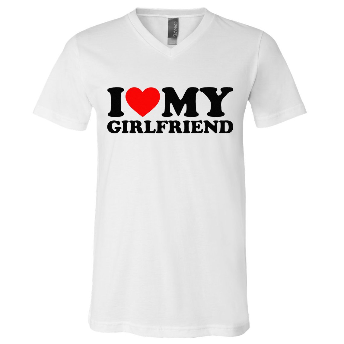 I Love My Girlfriend I Heart My Girlfriend Matching White V-Neck T-Shirt
