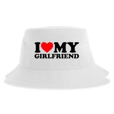 I Love My Girlfriend I Heart My Girlfriend Matching White Sustainable Bucket Hat