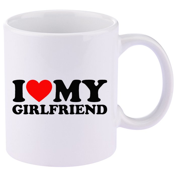 I Love My Girlfriend I Heart My Girlfriend Matching White 11oz C Handle Ceramic Mug