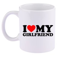 I Love My Girlfriend I Heart My Girlfriend Matching White 11oz C Handle Ceramic Mug