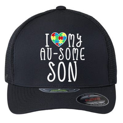 I LOVE MY AUSOME SON Autism Awareness Walk Meme Flexfit Unipanel Trucker Cap