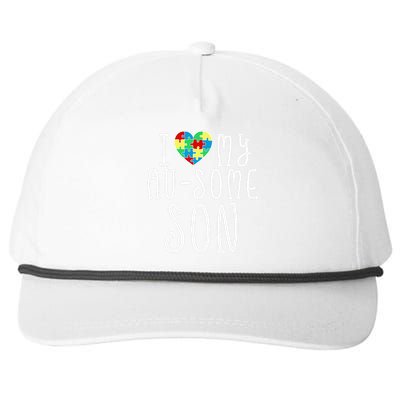 I LOVE MY AUSOME SON Autism Awareness Walk Meme Snapback Five-Panel Rope Hat