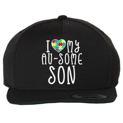 I LOVE MY AUSOME SON Autism Awareness Walk Meme Wool Snapback Cap