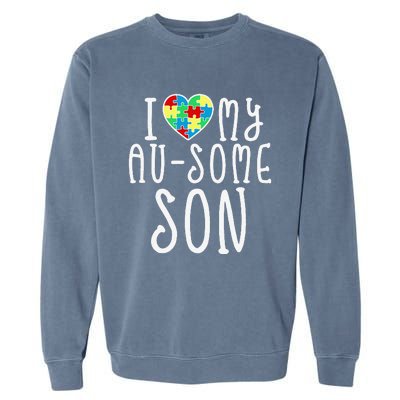 I LOVE MY AUSOME SON Autism Awareness Walk Meme Garment-Dyed Sweatshirt