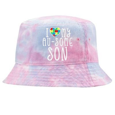 I LOVE MY AUSOME SON Autism Awareness Walk Meme Tie-Dyed Bucket Hat