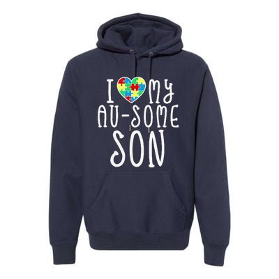 I LOVE MY AUSOME SON Autism Awareness Walk Meme Premium Hoodie