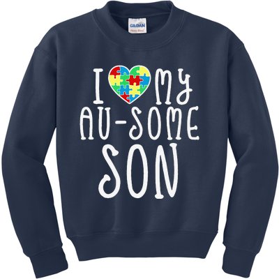 I LOVE MY AUSOME SON Autism Awareness Walk Meme Kids Sweatshirt