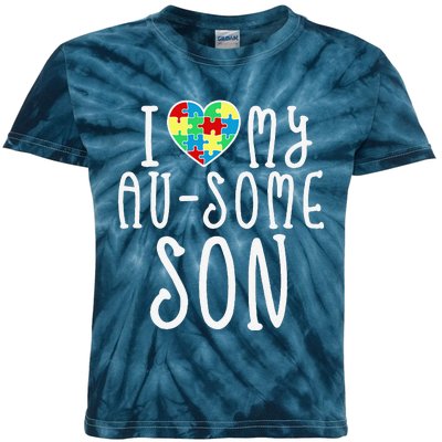 I LOVE MY AUSOME SON Autism Awareness Walk Meme Kids Tie-Dye T-Shirt