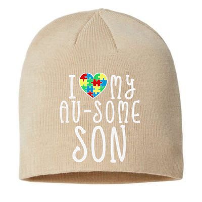 I LOVE MY AUSOME SON Autism Awareness Walk Meme Sustainable Beanie