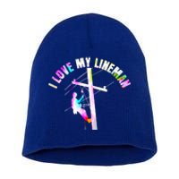 I Love My Line Electric Cable Line Wife Mom Gift Short Acrylic Beanie