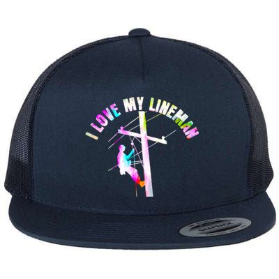 I Love My Line Electric Cable Line Wife Mom Gift Flat Bill Trucker Hat