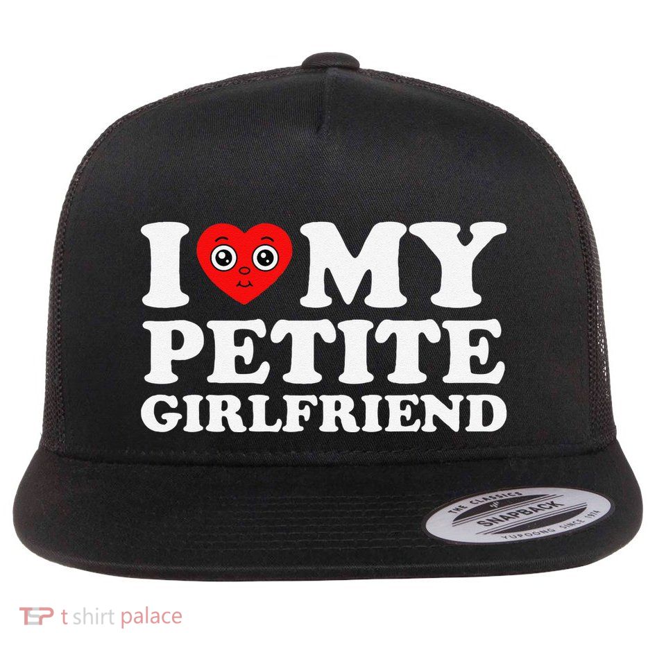 I Love My Petite Friend I Heart My Hot Friend Flat Bill Trucker Hat