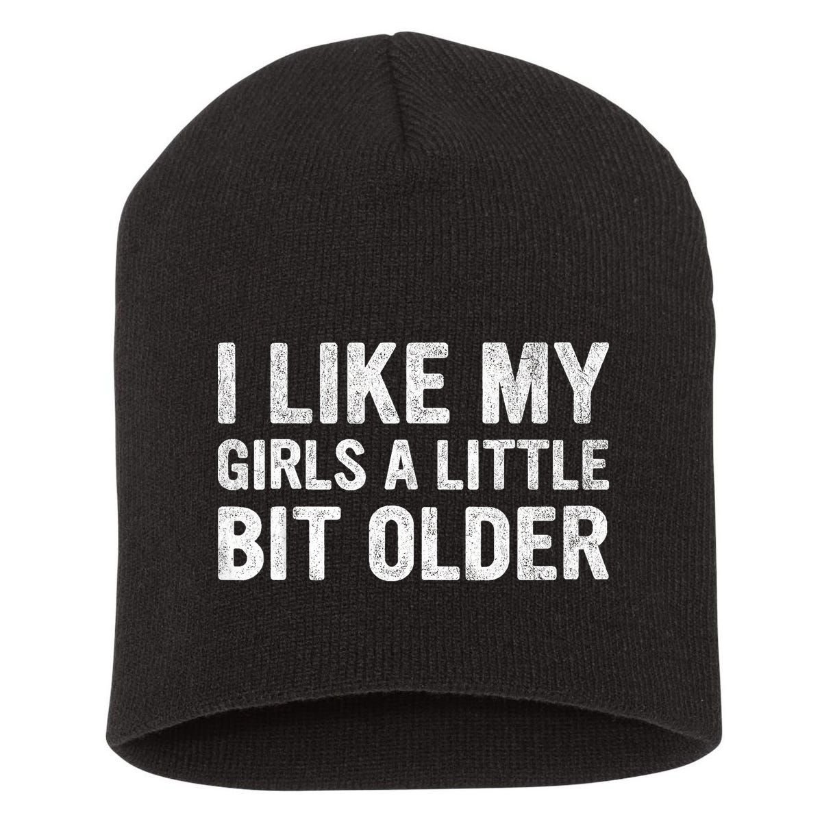 I Like My Girl A Little Bit Older Funny Retro Vintage Short Acrylic Beanie