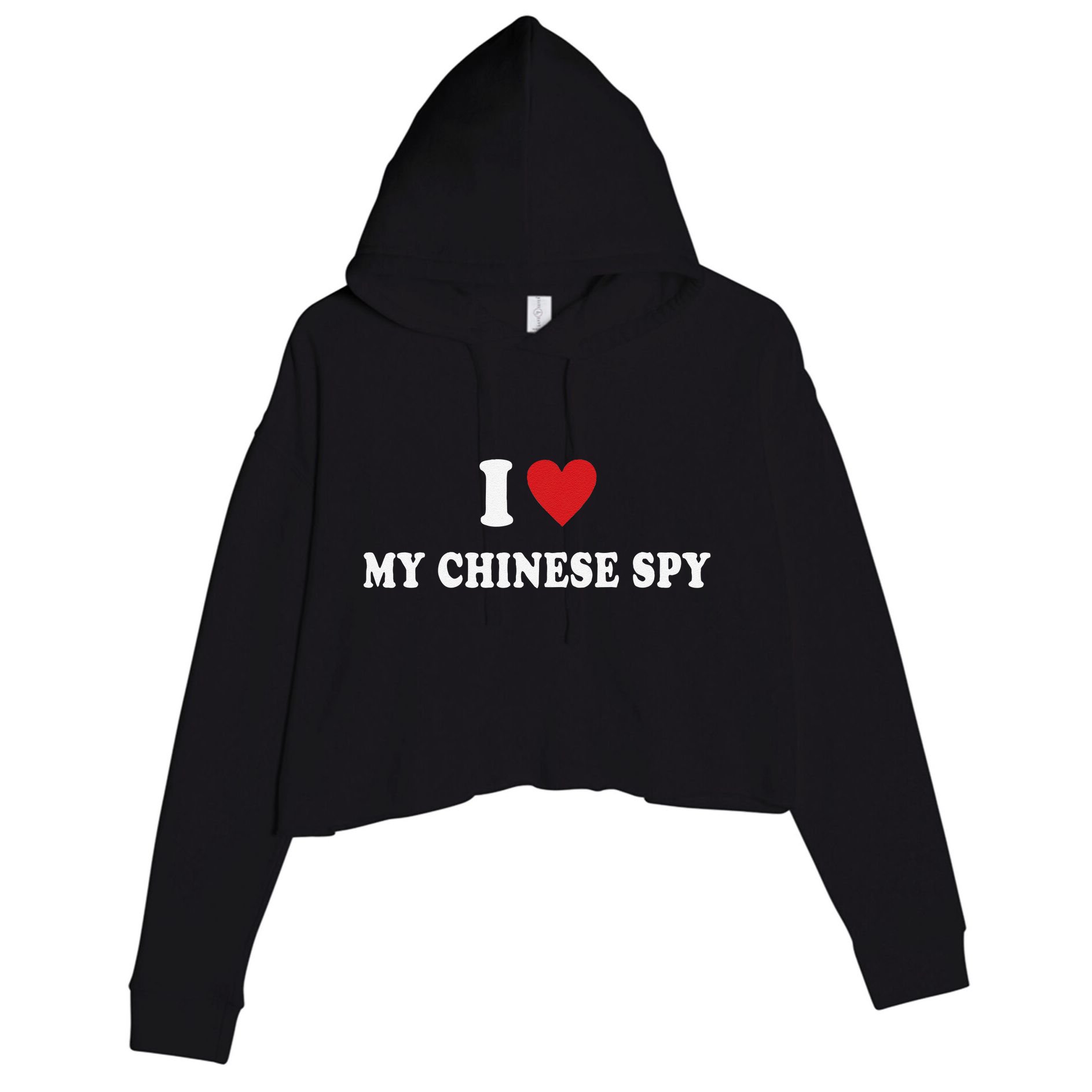 I Love My Chinese Spy I Heart My Chinese Spy Crop Fleece Hoodie