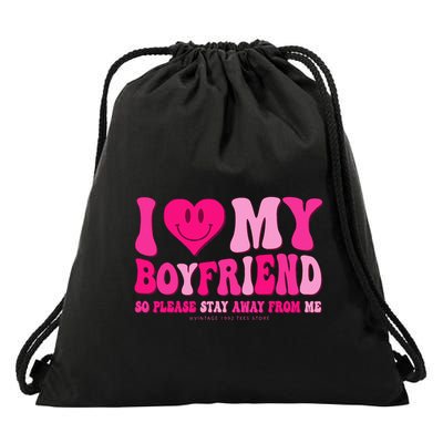 I Love My Boyfriend Valentines Day I Heart My Boyfriend BF Drawstring Bag