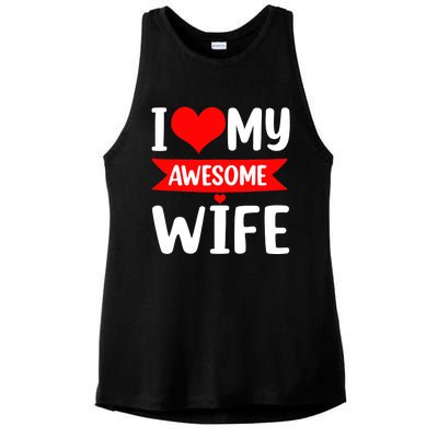 I Love My Wife Red Heart Valentines Day Matching Couple Ladies PosiCharge Tri-Blend Wicking Tank