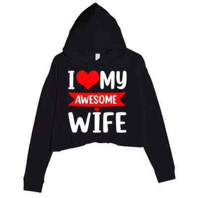 I Love My Wife Red Heart Valentines Day Matching Couple Crop Fleece Hoodie