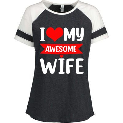 I Love My Wife Red Heart Valentines Day Matching Couple Enza Ladies Jersey Colorblock Tee